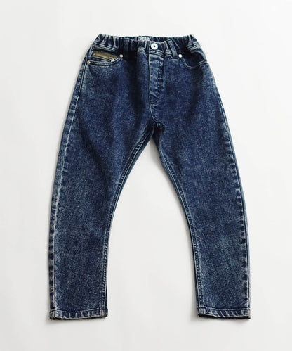 《環境配慮素材》RE DENIM BANANA PANTS ストレッチデニム リサイクルコットン 通年素材［100-145cm］