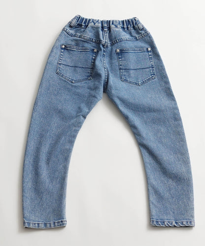 《環境配慮素材》RE DENIM BANANA PANTS ストレッチデニム リサイクルコットン 通年素材［100-145cm］