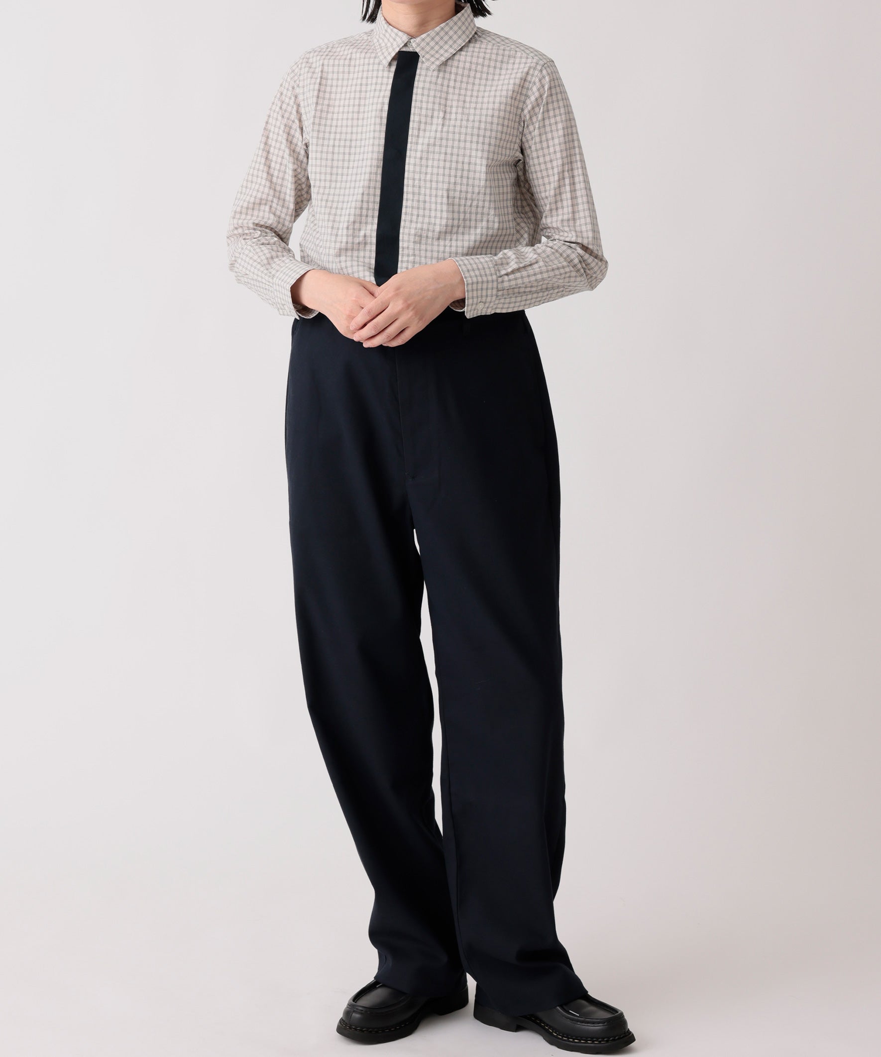 OG CHECK KNIT TIE SHIRT フォーマル オーガニックコットン［145