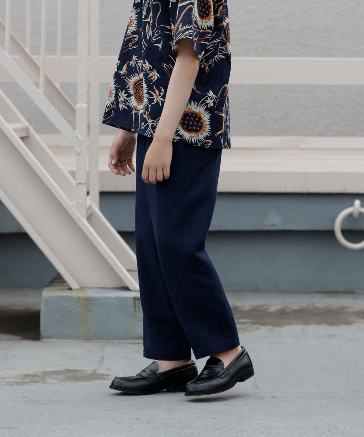 [Environmentally friendly material] LINEN/RAYON EASY PANTS Cool touch feeling On/off use Setup compatible [115-145cm]