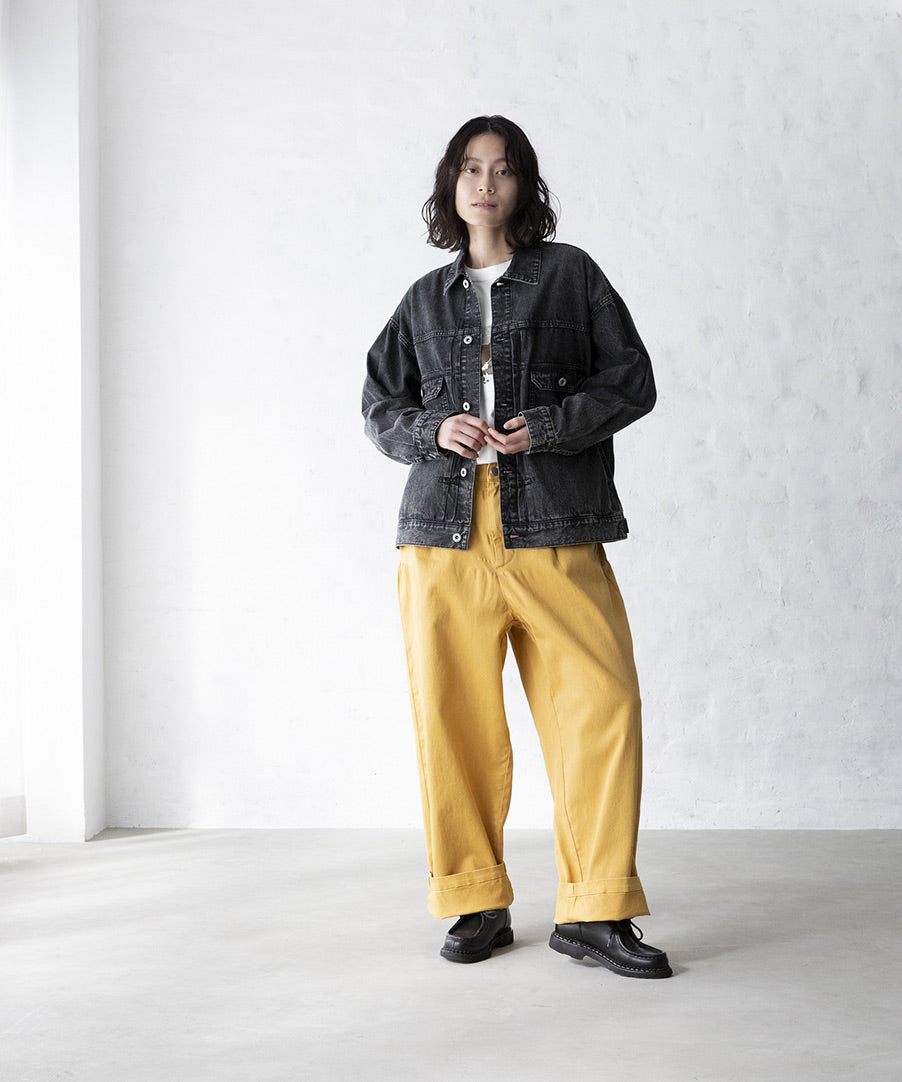 TWILL CREW PANTS 厚手 製品染め テーパード