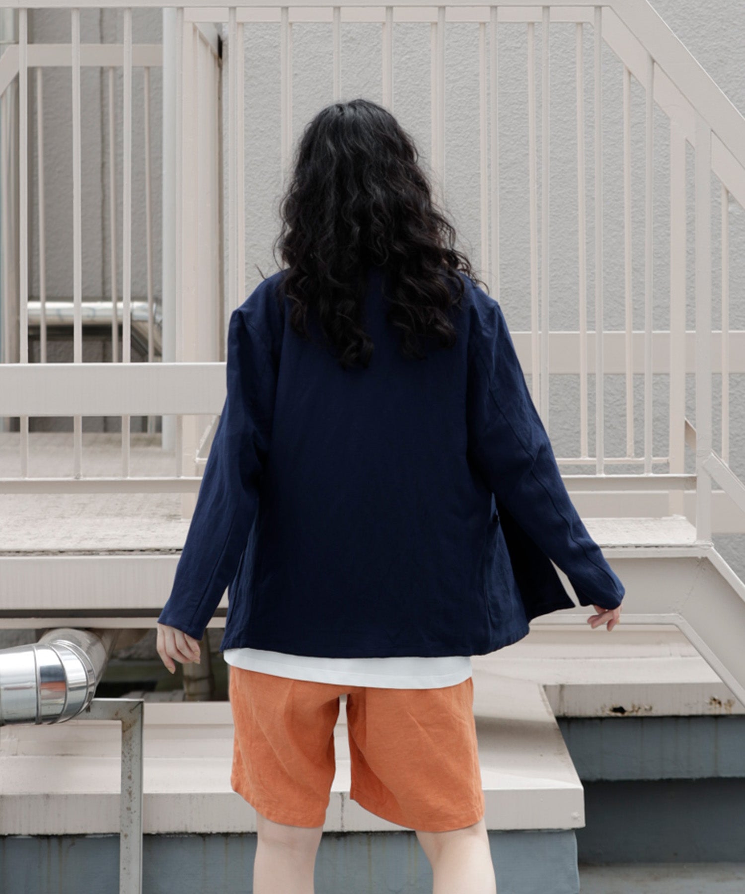 環境配慮素材》LINEN/RAYON JACKET 接触冷感 オンオフ兼用