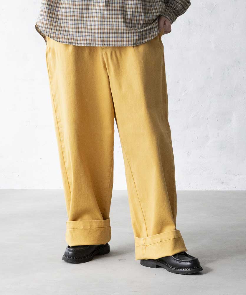 TWILL CREW PANTS 厚手 製品染め テーパード