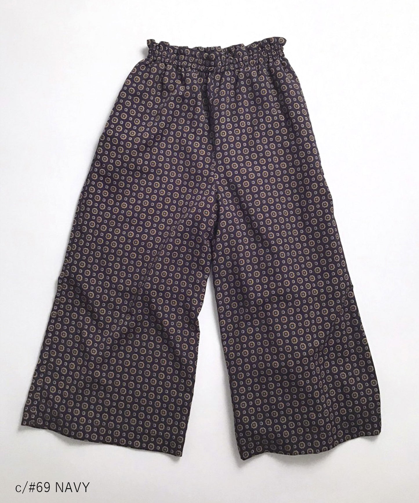 OUTLET SCARF PRINT GATHER PANTS 裏地付/ポケット付/セットアップ対応［100-145cm］
