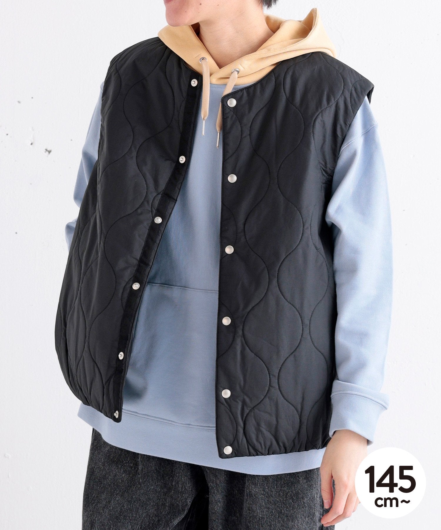 環境配慮素材》KAPOK REVERSIBLE VEST カポック スヌーディ付き 撥水